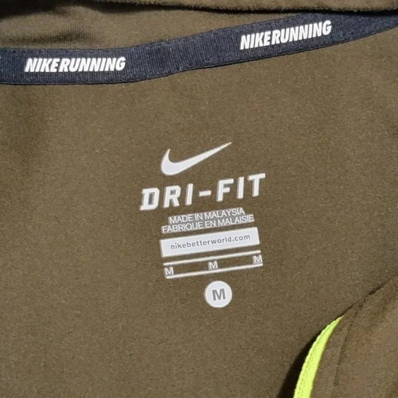 NIKE Unisex Olive Green Half Zip Athletic Running Shirt Long Sleeve Pullover M - Picture 4 of 9